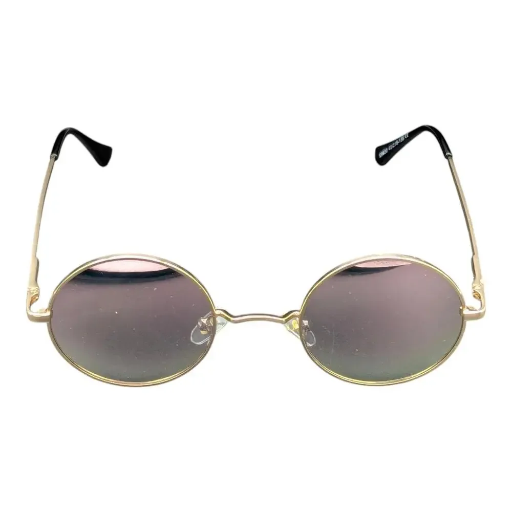 Gold Round Hippie Pink‎ Lens Tint Sunglasses 46-18